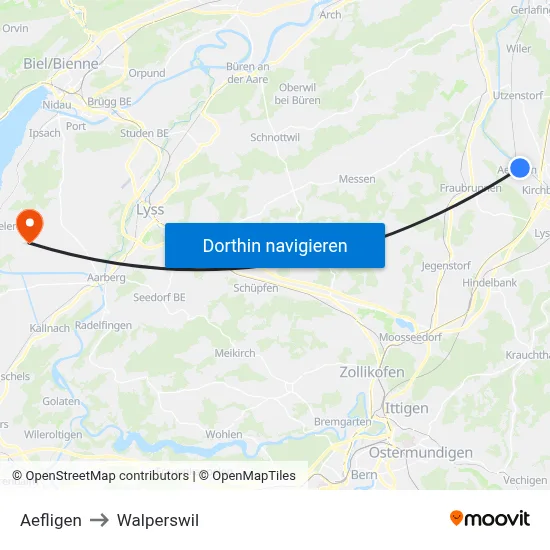 Aefligen to Walperswil map