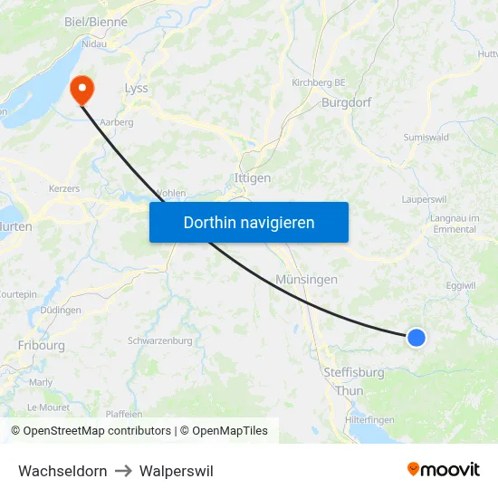 Wachseldorn to Walperswil map