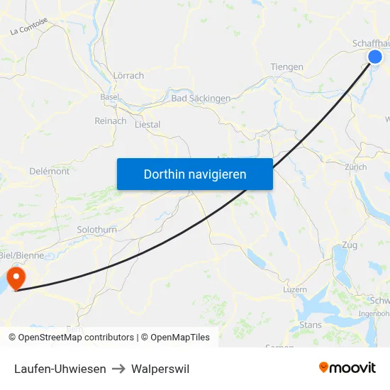 Laufen-Uhwiesen to Walperswil map