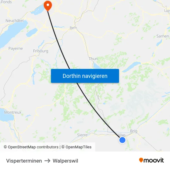 Visperterminen to Walperswil map