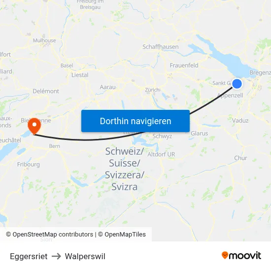 Eggersriet to Walperswil map