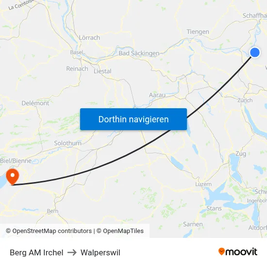 Berg AM Irchel to Walperswil map