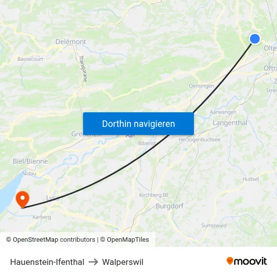 Hauenstein-Ifenthal to Walperswil map