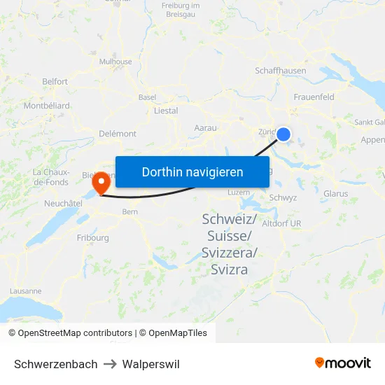 Schwerzenbach to Walperswil map