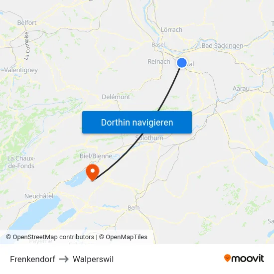 Frenkendorf to Walperswil map