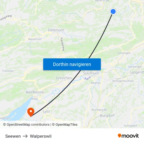 Seewen to Walperswil map