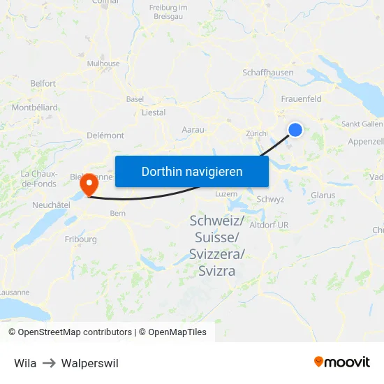 Wila to Walperswil map