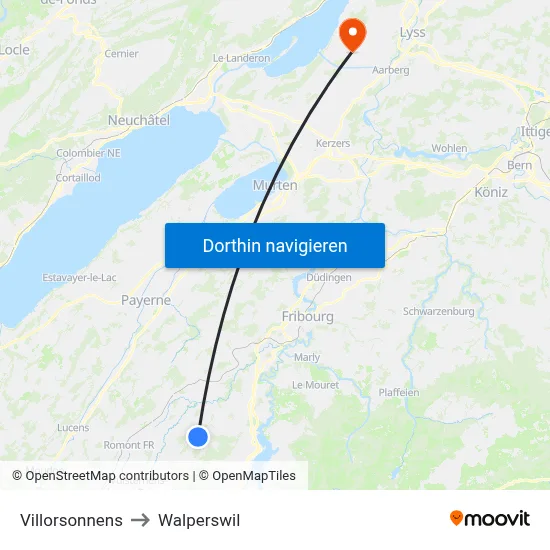 Villorsonnens to Walperswil map
