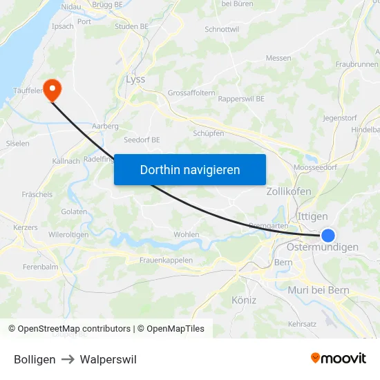 Bolligen to Walperswil map