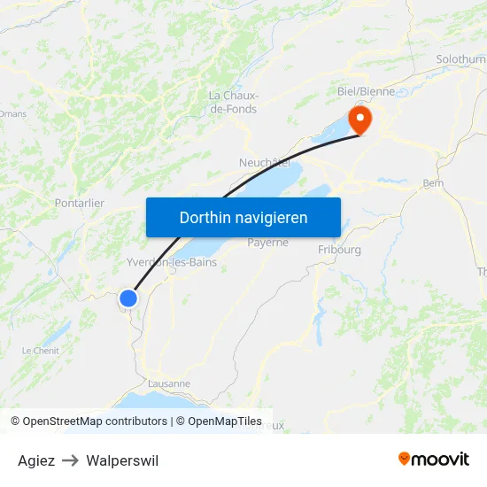 Agiez to Walperswil map