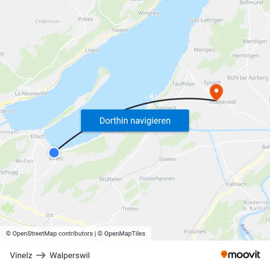 Vinelz to Walperswil map