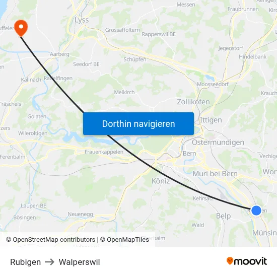 Rubigen to Walperswil map