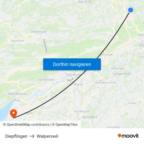 Diepflingen to Walperswil map