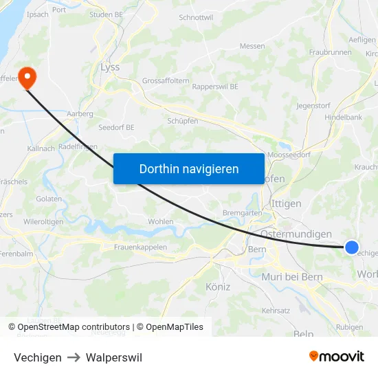 Vechigen to Walperswil map