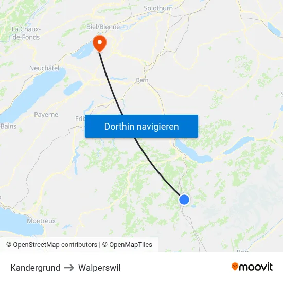 Kandergrund to Walperswil map