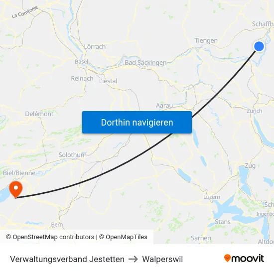 Verwaltungsverband Jestetten to Walperswil map