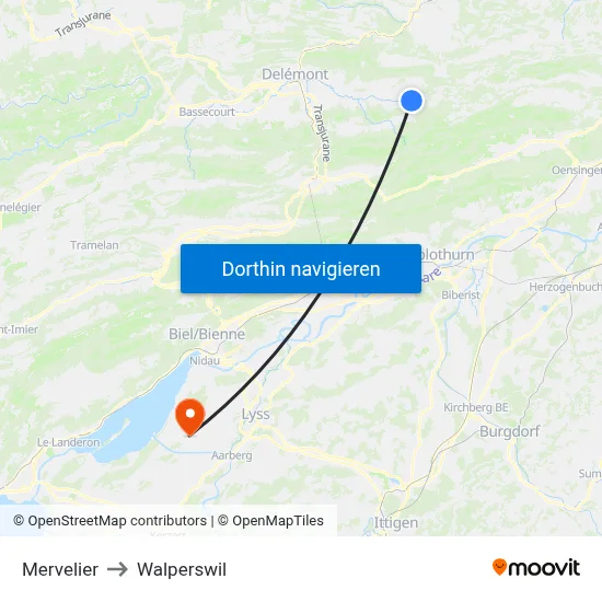Mervelier to Walperswil map