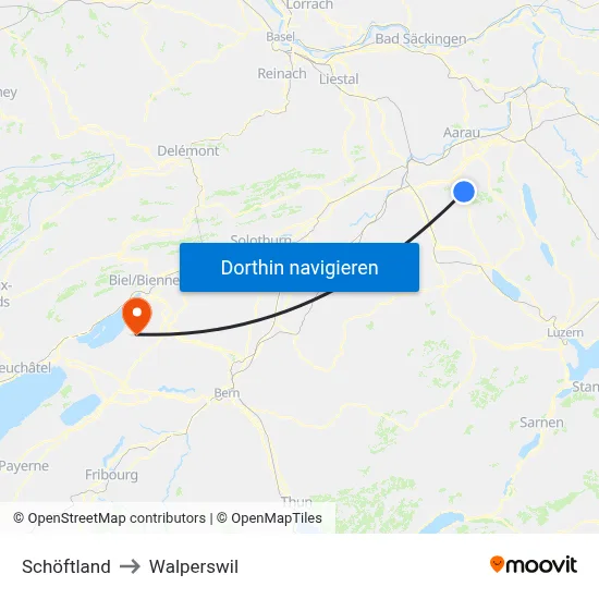 Schöftland to Walperswil map