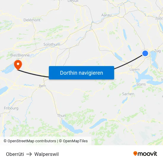 Oberrüti to Walperswil map