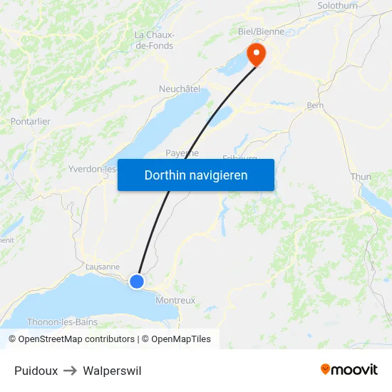 Puidoux to Walperswil map