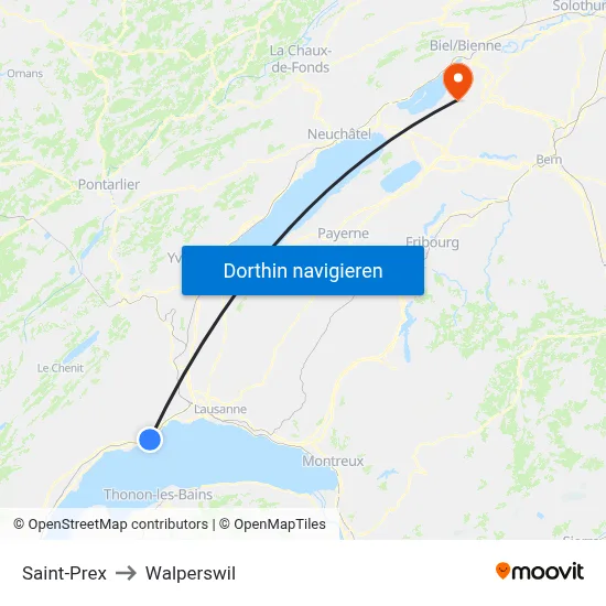Saint-Prex to Walperswil map