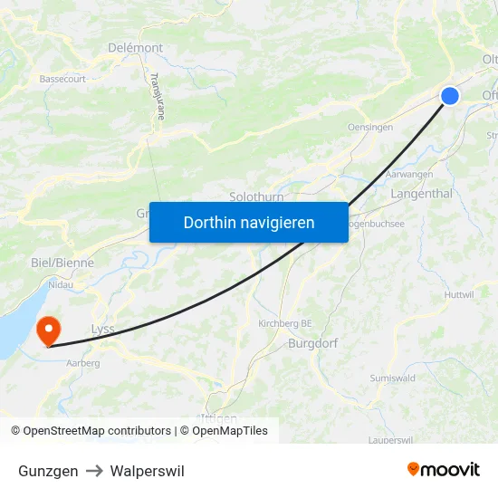 Gunzgen to Walperswil map