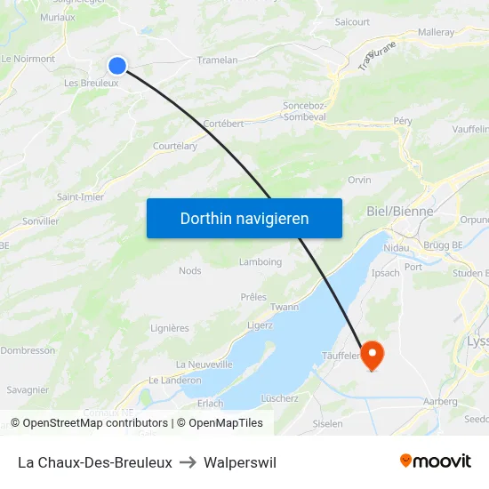La Chaux-Des-Breuleux to Walperswil map