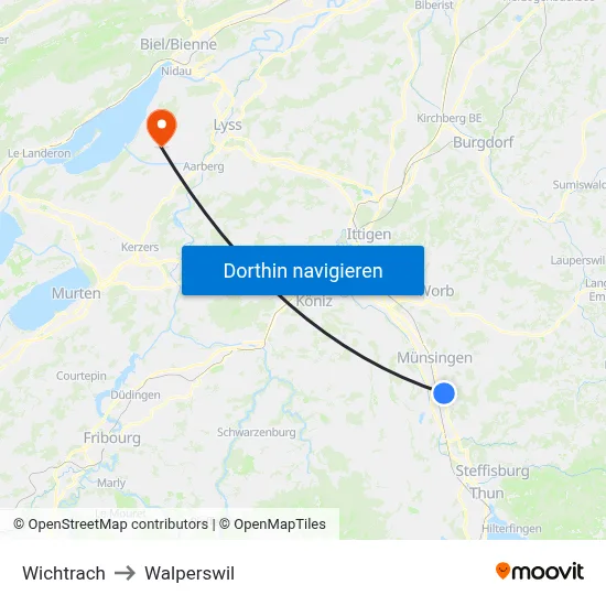 Wichtrach to Walperswil map