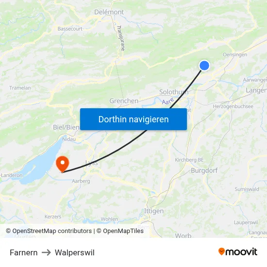 Farnern to Walperswil map
