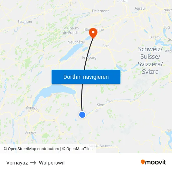 Vernayaz to Walperswil map