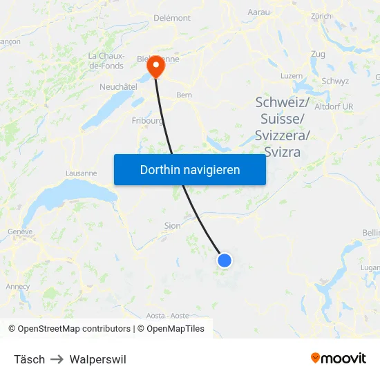 Täsch to Walperswil map