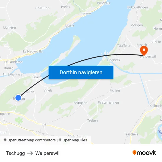 Tschugg to Walperswil map