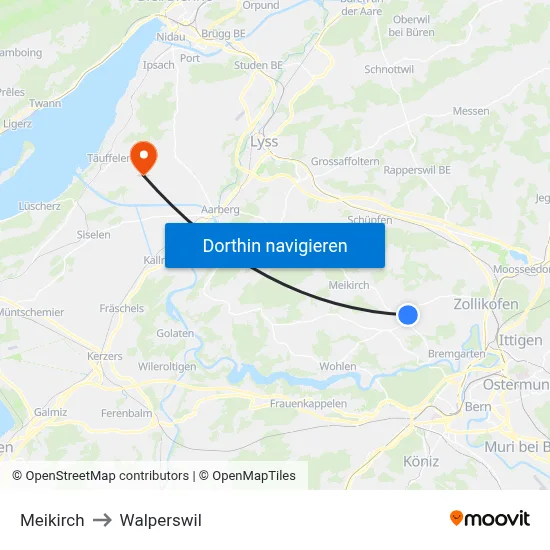 Meikirch to Walperswil map