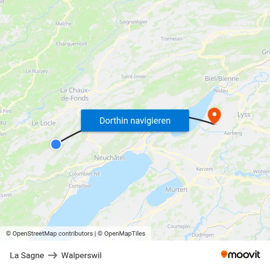 La Sagne to Walperswil map