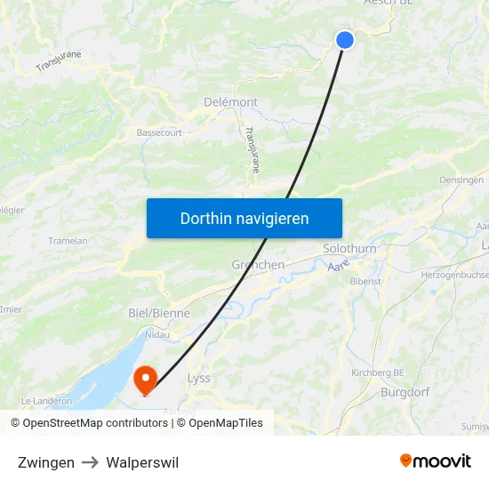 Zwingen to Walperswil map