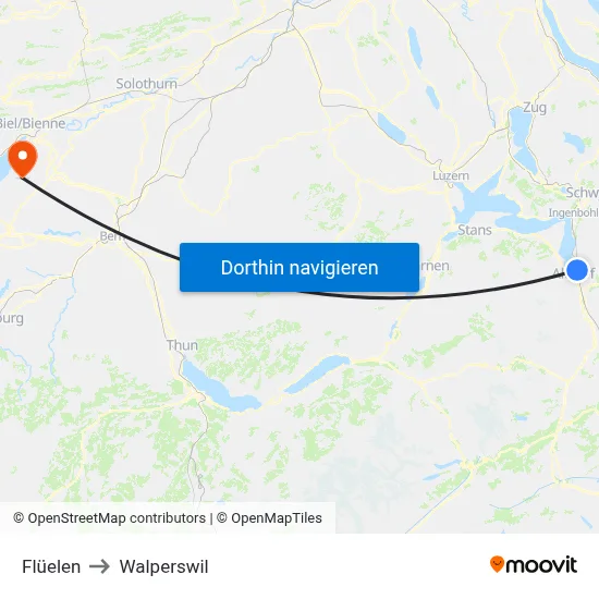 Flüelen to Walperswil map