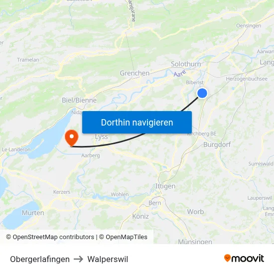 Obergerlafingen to Walperswil map