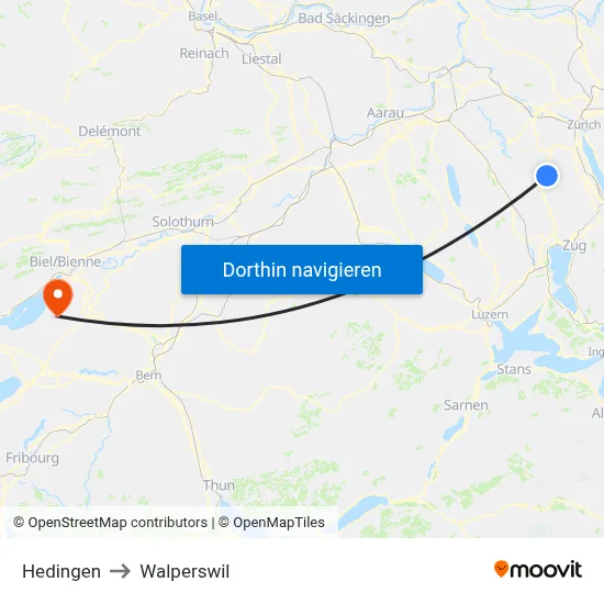 Hedingen to Walperswil map