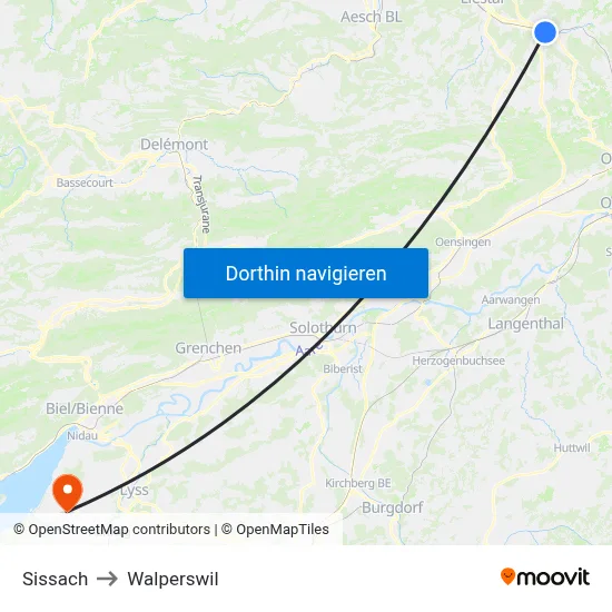Sissach to Walperswil map