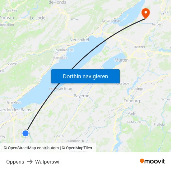 Oppens to Walperswil map
