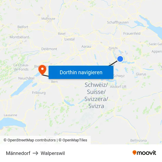 Männedorf to Walperswil map