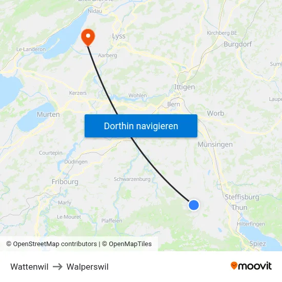 Wattenwil to Walperswil map