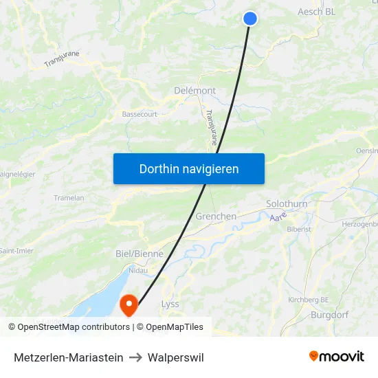 Metzerlen-Mariastein to Walperswil map