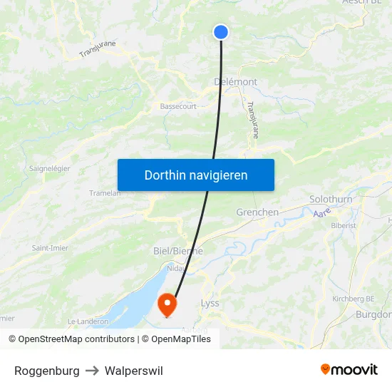 Roggenburg to Walperswil map