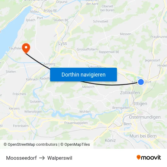 Moosseedorf to Walperswil map