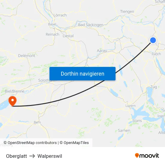 Oberglatt to Walperswil map