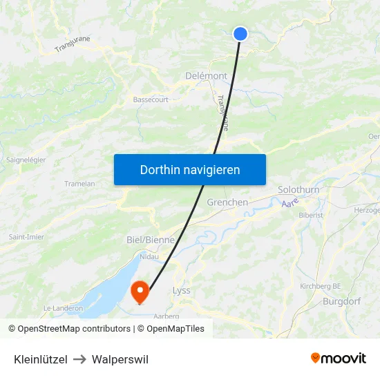 Kleinlützel to Walperswil map