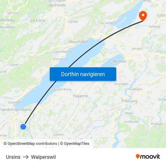 Ursins to Walperswil map