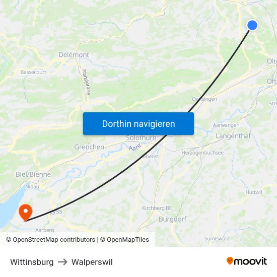 Wittinsburg to Walperswil map