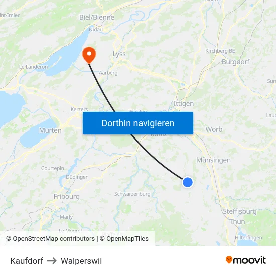 Kaufdorf to Walperswil map